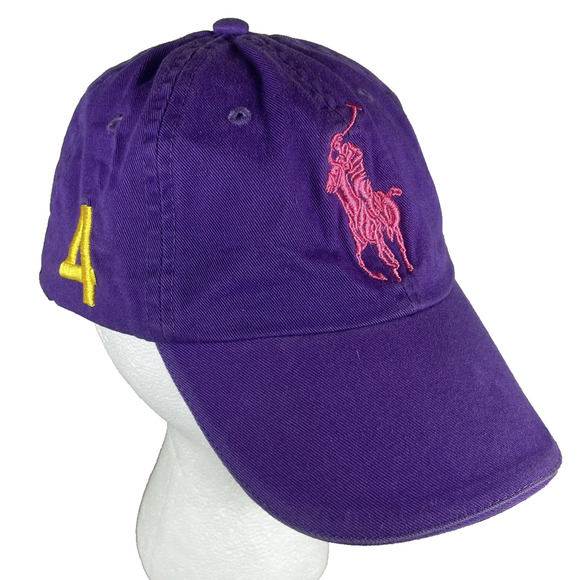 Ralph Lauren Fragrances Purple Hat Sporty Cap Big Pink Pony Strap Back Yellow #4 - Picture 1 of 10